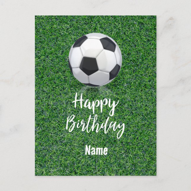 Soccer Birthday with Ball for Player with name Postcard (Front)