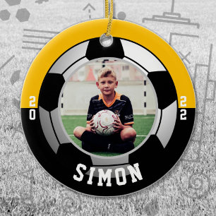 Soccer Black Gold Team Colours Ceramic Ornament