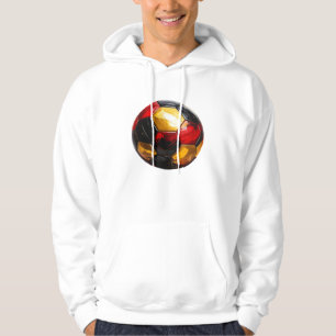 Soccer black red gold, name on flag hoodie