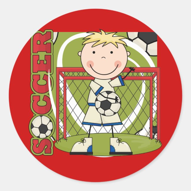 SOCCER - Blonde Boy Goalie Tshirts and Gifts Classic Round Sticker (Front)