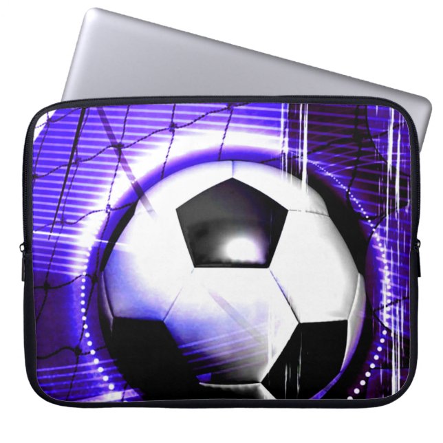 Soccer Blue Personalise with name or team name Laptop Sleeve (Front)