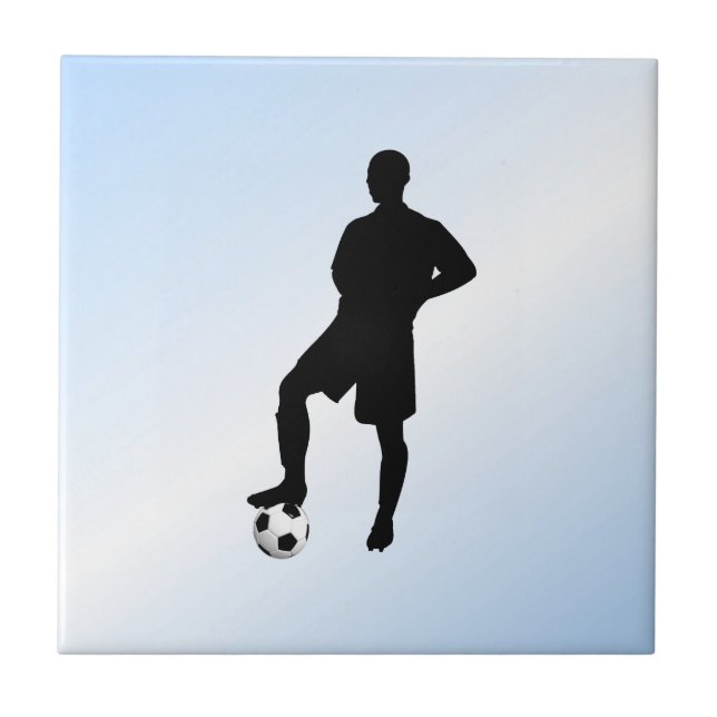 Soccer Blue / Sports Design Ceramic Tile (Front)
