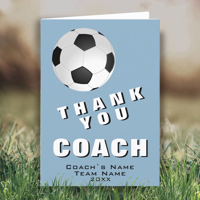 Soccer Blush Blue Thank you Coach Card (Creator Uploaded)