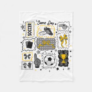 Soccer Bow Game Day Coquette Bow Soccer Girls Team Fleece Blanket