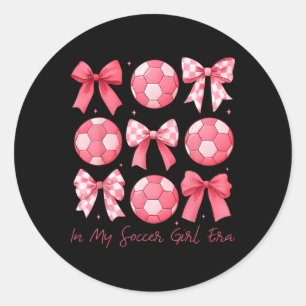 Soccer Bow Girl Classic Round Sticker