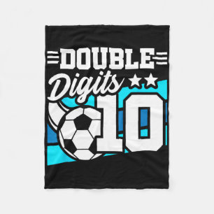 Soccer Boy Birthday 10 Year Old Double Digits 10th Fleece Blanket
