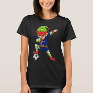 Soccer Boy Dabbing Elf Squad Christmas Australia F T-Shirt