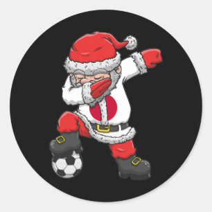 Soccer Boy Dabbing Santa Christmas Japan Footll So Classic Round Sticker