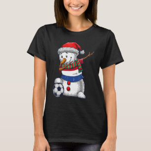 Soccer Boy Dabbing Snowman Christmas Netherlands F T-Shirt