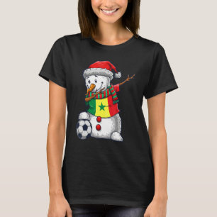 Soccer Boy Dabbing Snowman Christmas Senegal Footb T-Shirt