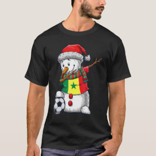 Soccer Boy Dabbing Snowman Christmas Senegal Footb T-Shirt