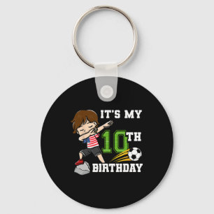 Soccer Boy It's My 10th Birthday American Flag Key Ring