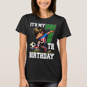 Soccer Boy It's My 7th Birthday American Flag T-Shirt