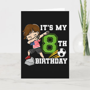 Soccer Boy It's My 8th Birthday American Flag Card