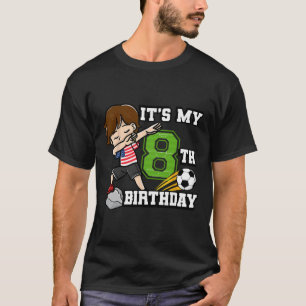 Soccer Boy It's My 8th Birthday American Flag  T-Shirt