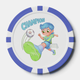 Soccer Boy Kicking Ball Future Soccer Star Poker Chips