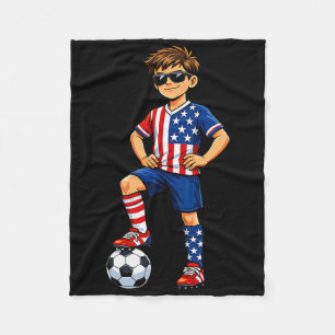 Soccer Boy Player Usa Lover America Fan American F Fleece Blanket