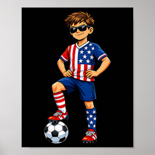Soccer Boy Player Usa Lover America Fan American F Poster