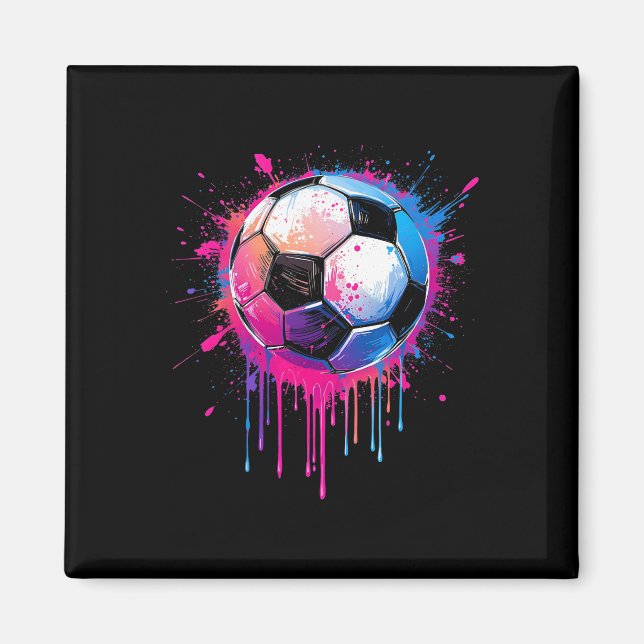 Soccer Boys Girls Awesome Colorful Soccer Drip Soc Magnet (Front)