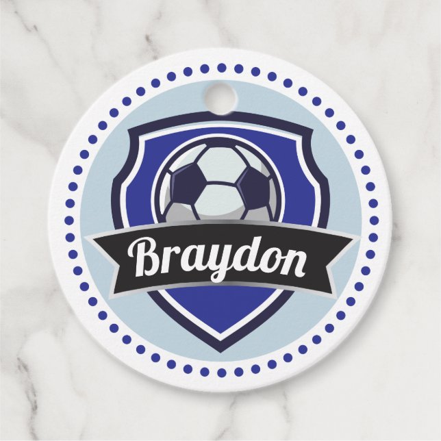 Soccer Boys Name Birthday Party Tags (Front)