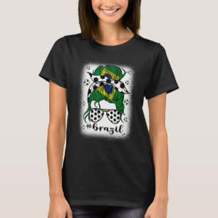 Soccer Brazil Football Fans Brazilian Girl Mom Mes T-Shirt