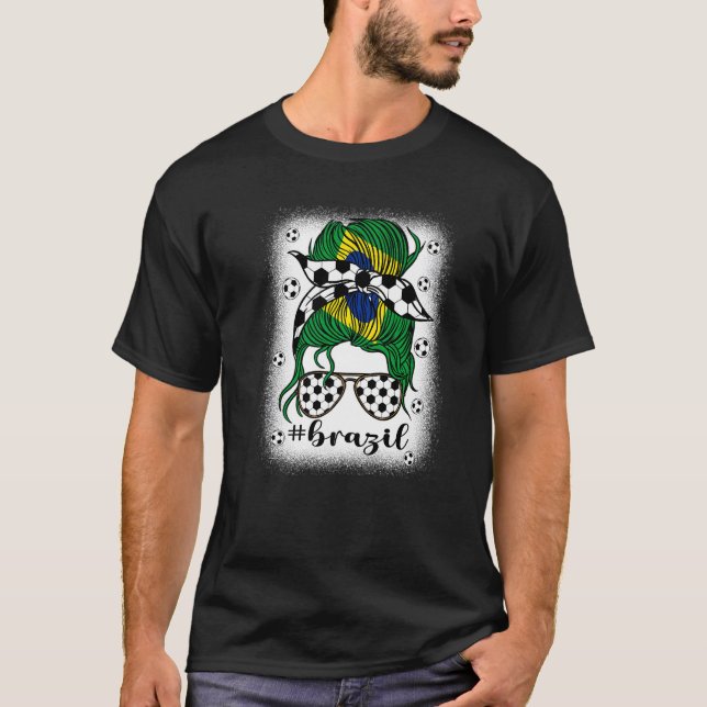 Soccer Brazil Football Fans Brazilian Girl Mum Mes T-Shirt (Front)