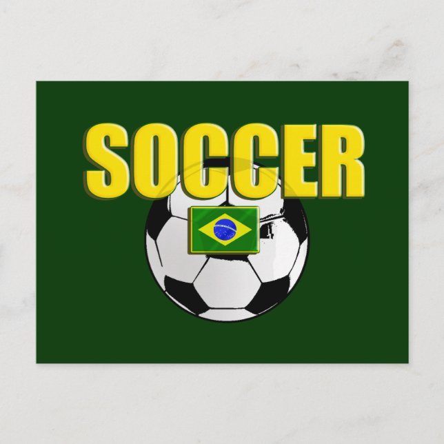 Soccer brazil logo soccer ball gift flag postcard (Front)