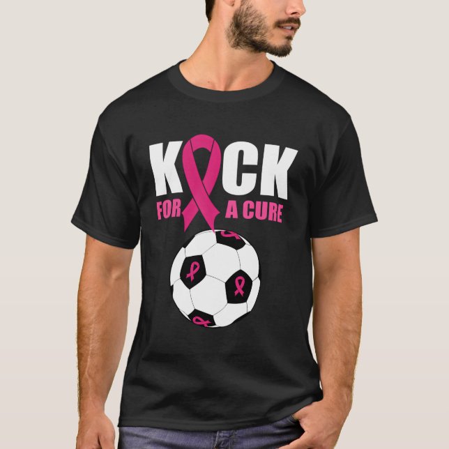 Soccer Breast Cancer Awareness K Ribbon Kick For A T-Shirt (Front)