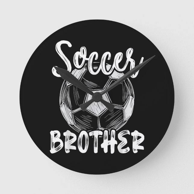 Soccer Brother Men Family Matching Team Player Soc Round Clock (Front)