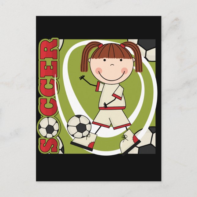 Soccer Brunette Girl T-shirts and Gifts Postcard (Front)