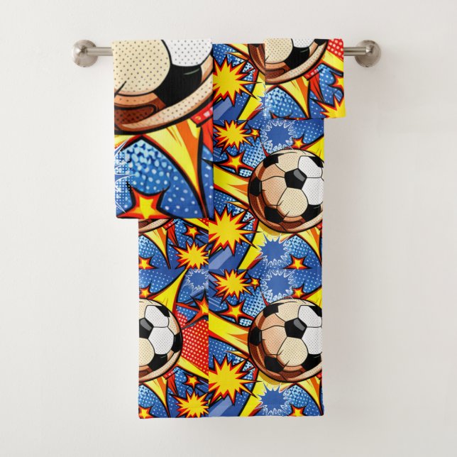 Soccer Burst Bath Towel Set (Insitu)