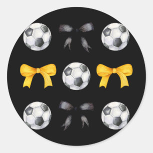 Soccer Byll And Bows For Girls Womens Soccer Playe Classic Round Sticker