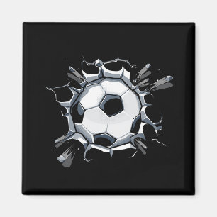 Soccer Byll Breaking Wall Explosion Sports Graphic Magnet