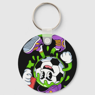 Soccer Byll Cartoon Drip Red Card Fun Key Ring