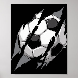 Soccer Byll Claw Mark Rip Scratches Cool Gameday  Poster