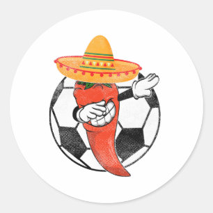 Soccer Byll Dabbing Hot Pepper Mexican Chilli Cinc Classic Round Sticker