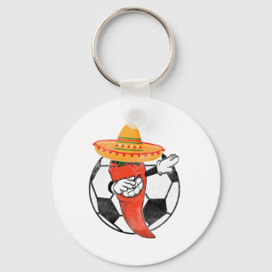 Soccer Byll Dabbing Hot Pepper Mexican Chilli Cinc Key Ring