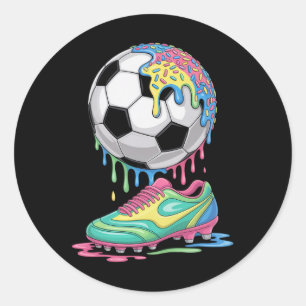 Soccer Byll Drip Ice Cream Drip Men Women Game Soc Classic Round Sticker