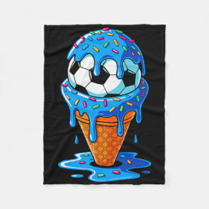 Soccer Byll Ice Cream Drip Fun Sprinkles Birthday Fleece Blanket