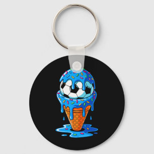 Soccer Byll Ice Cream Drip Fun Sprinkles Birthday Key Ring