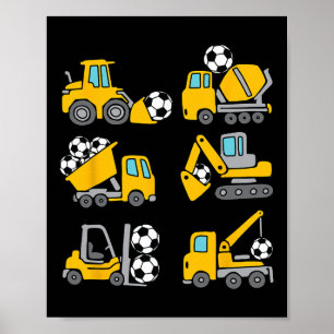 Soccer Byll Kids Footbyll Construction Trucks Todd Poster