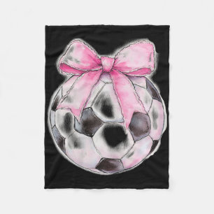 Soccer Byll Pink Coquette Bow Dainty Ribbon Girls  Fleece Blanket