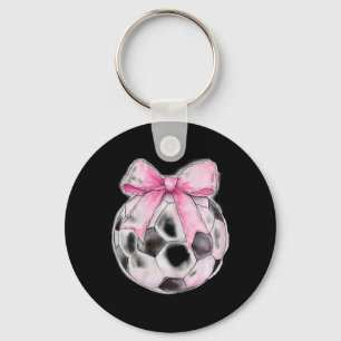 Soccer Byll Pink Coquette Bow Dainty Ribbon Girls Key Ring