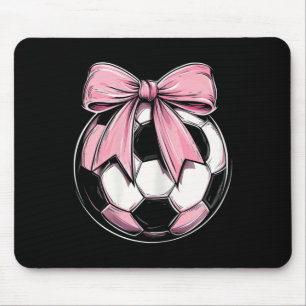 Soccer Byll Pink Coquette Bow Dainty Ribbon Girls Mouse Pad