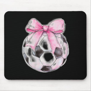 Soccer Byll Pink Coquette Bow Dainty Ribbon Girls Mouse Pad