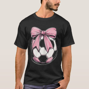 Soccer Byll Pink Coquette Bow Dainty Ribbon Girls T-Shirt