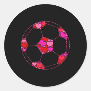 Soccer Byll Pink Red Heart For Women Men - Valenti Classic Round Sticker