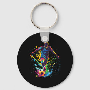 Soccer Byll Player Graphic Key Ring