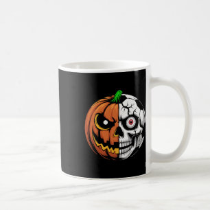 Soccer Byll Pumpkin Skull Halloween Footbyll Playe Coffee Mug