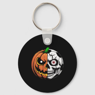 Soccer Byll Pumpkin Skull Halloween Footbyll Playe Key Ring